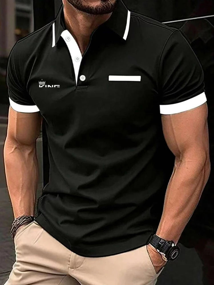 Men’s Color Block Polo Shirt – Casual Golf & Summer Sportswear