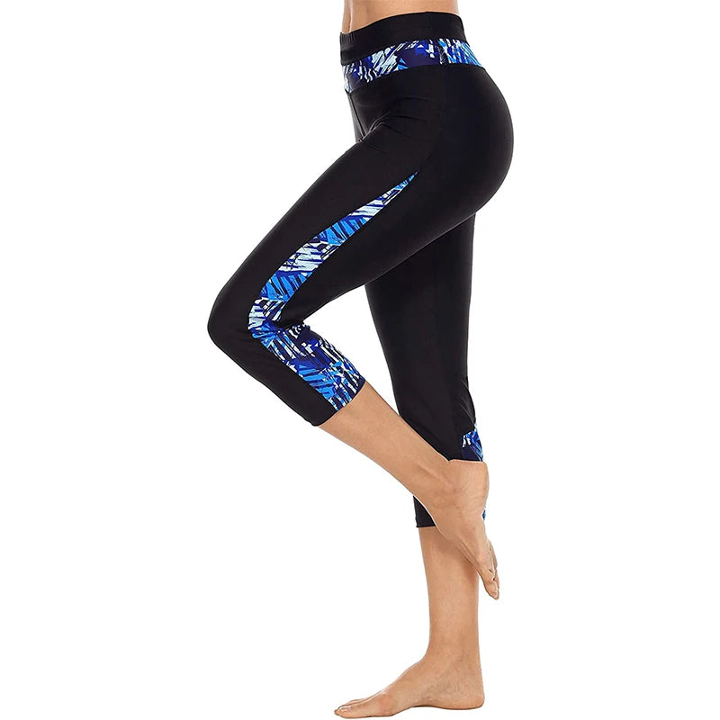 High Waisted Floral Swim Pants for Women – Printed Swim Leggings