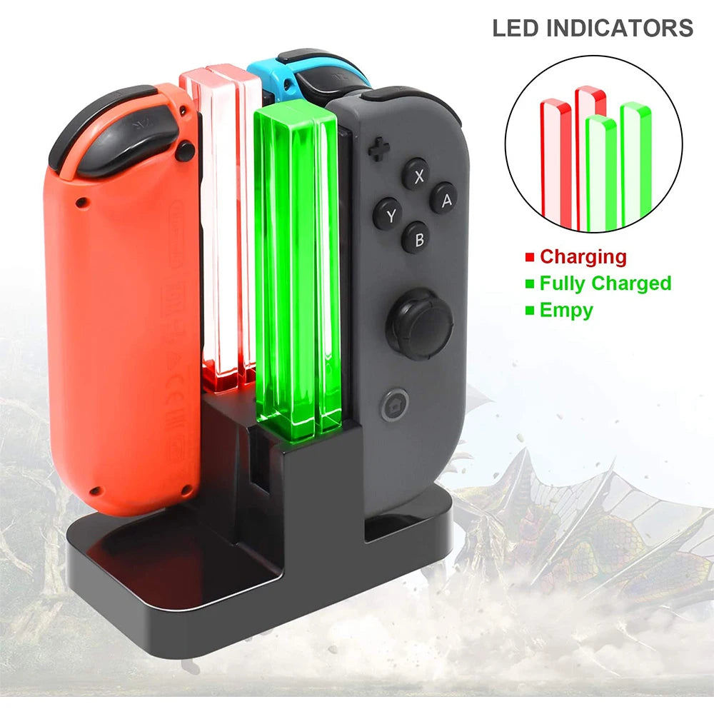 4-in-1 Nintendo Switch Controller Charging Dock with LED Indicator