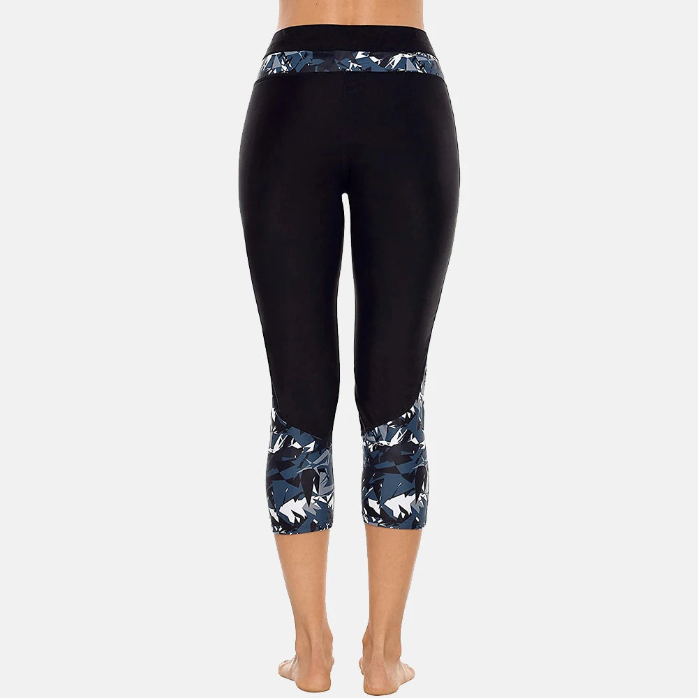 High Waisted Floral Swim Pants for Women – Printed Swim Leggings