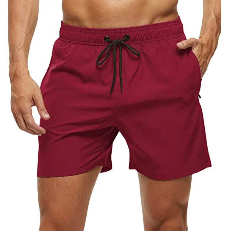 Men’s Quick Dry Swim Trunks with Zipper Pockets and Mesh Lining