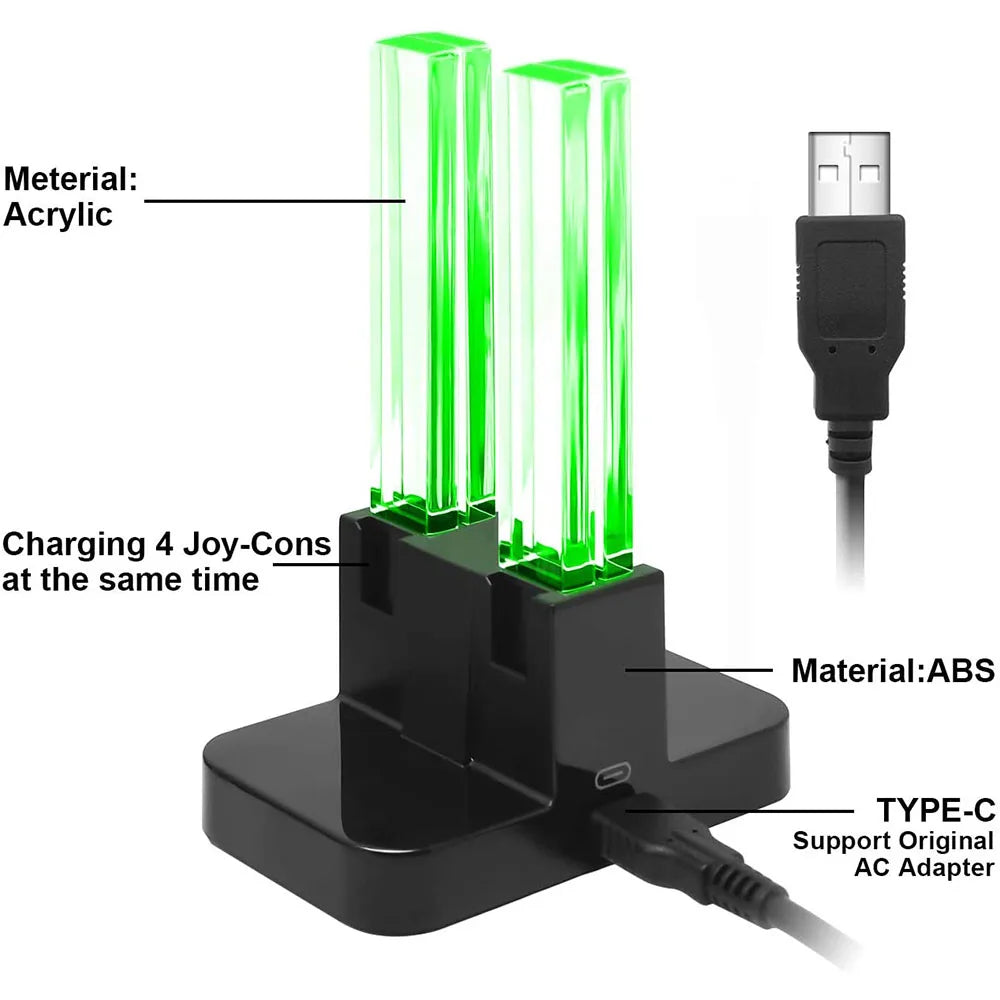 4-in-1 Nintendo Switch Controller Charging Dock with LED Indicator