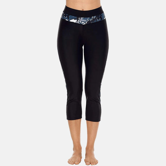 High Waisted Floral Swim Pants for Women – Printed Swim Leggings