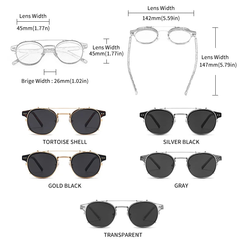 Gothic Steampunk Polarized Sunglasses with Double Layer Removable Lens