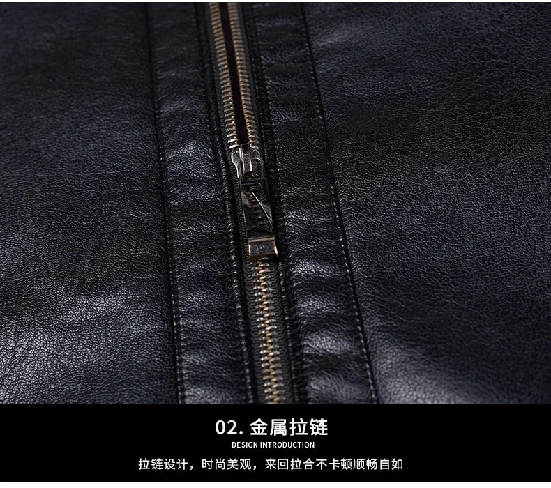 Natural Leather Jacket Men's Stand-up Collar