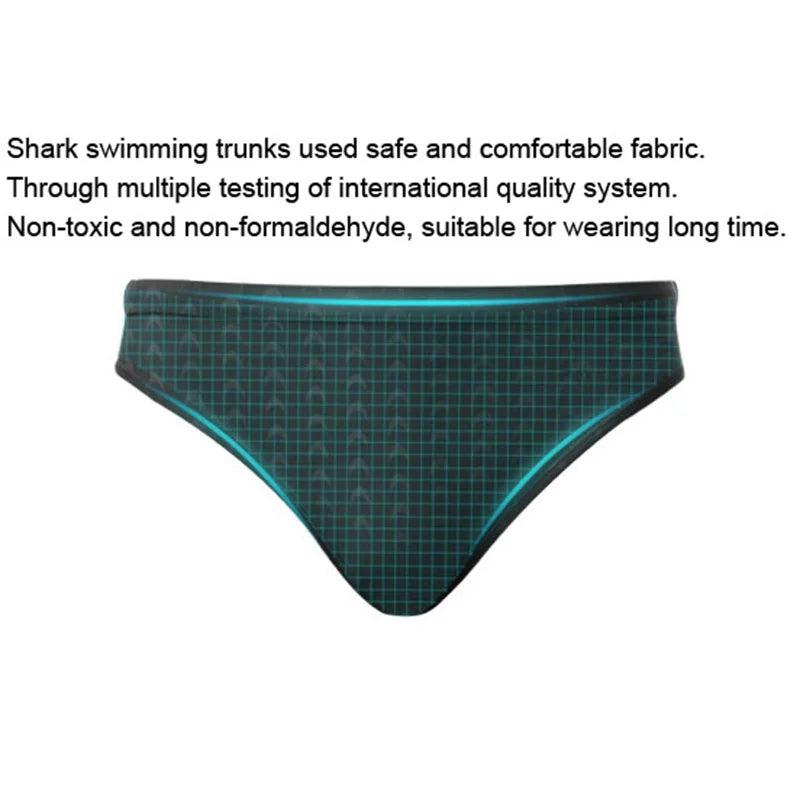 Men’s Shark Skin Swim Trunks Quick Dry Competition Boxer Briefs
