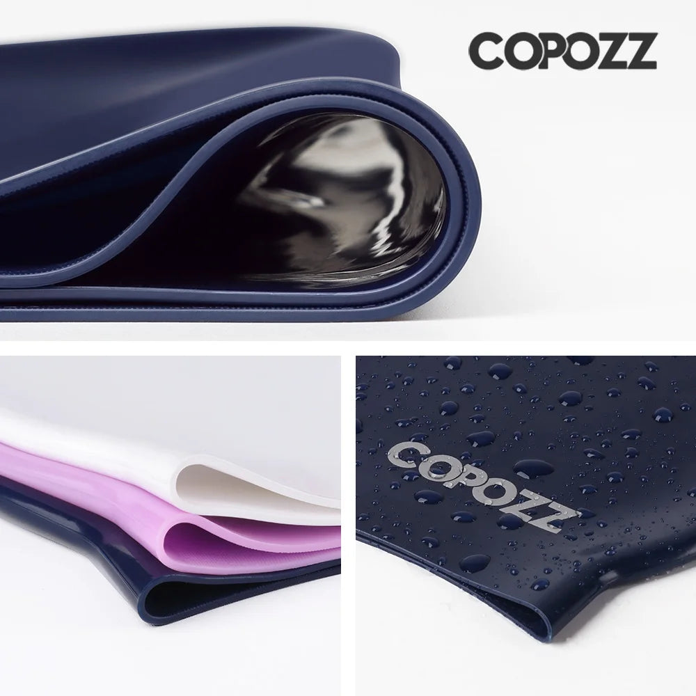 Copozz Silicone Swimming Cap for Men and Women, Waterproof