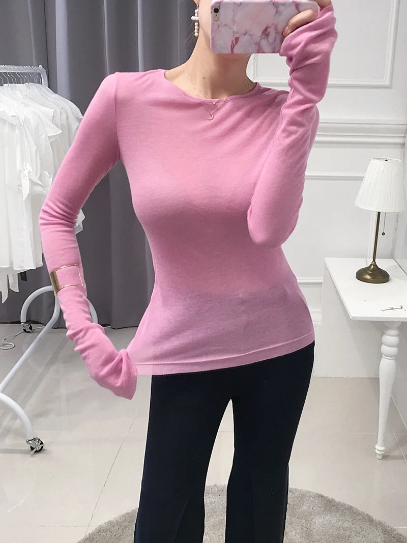 Shintimes Women’s Sexy Slim-Fit Long Sleeve T-Shirt
