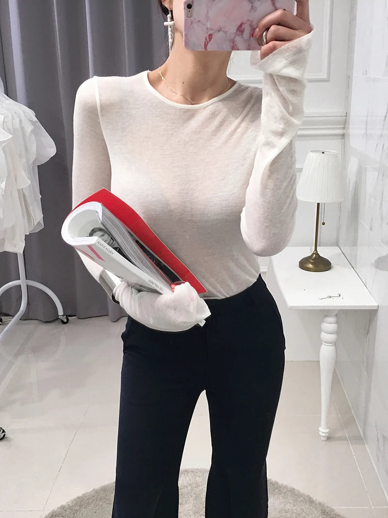 Shintimes Women’s Sexy Slim-Fit Long Sleeve T-Shirt