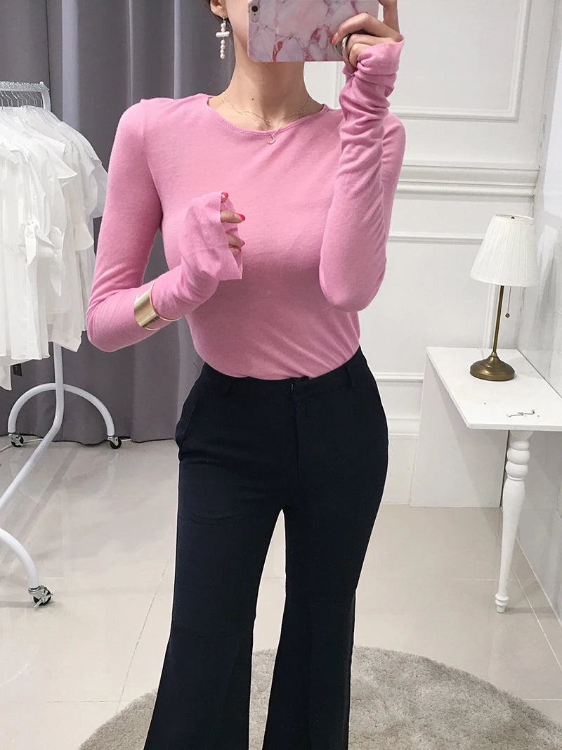 Shintimes Women’s Sexy Slim-Fit Long Sleeve T-Shirt