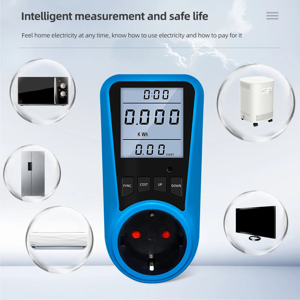Multi-Plug Digital Power Meter – Voltage, Watt & Energy Tester (AC 230V)