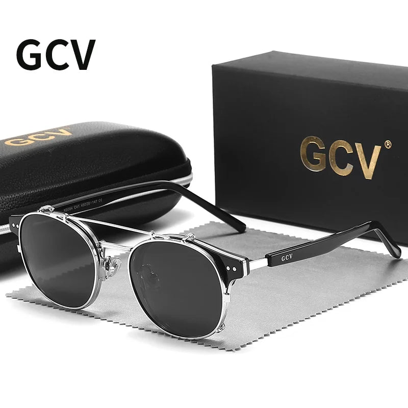 Gothic Steampunk Polarized Sunglasses with Double Layer Removable Lens