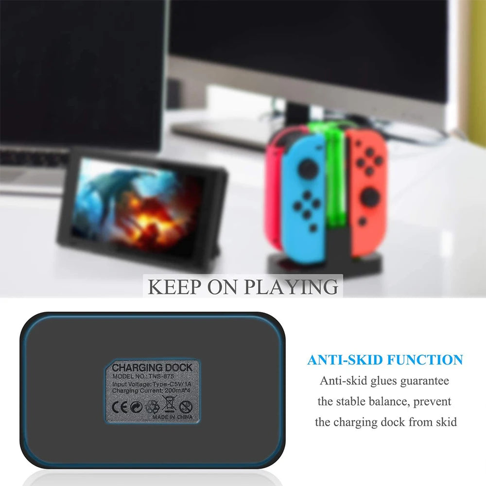 4-in-1 Nintendo Switch Controller Charging Dock with LED Indicator