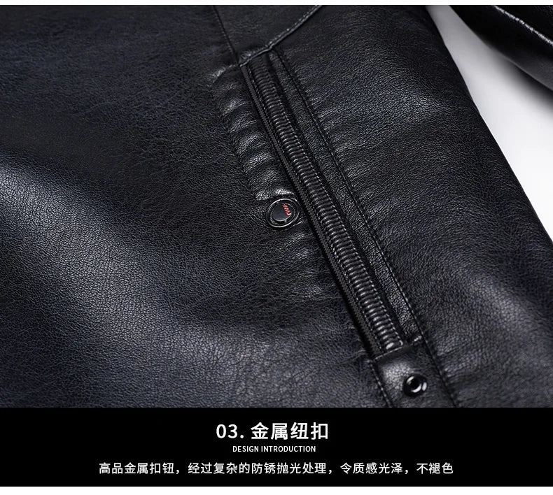 Natural Leather Jacket Men's Stand-up Collar