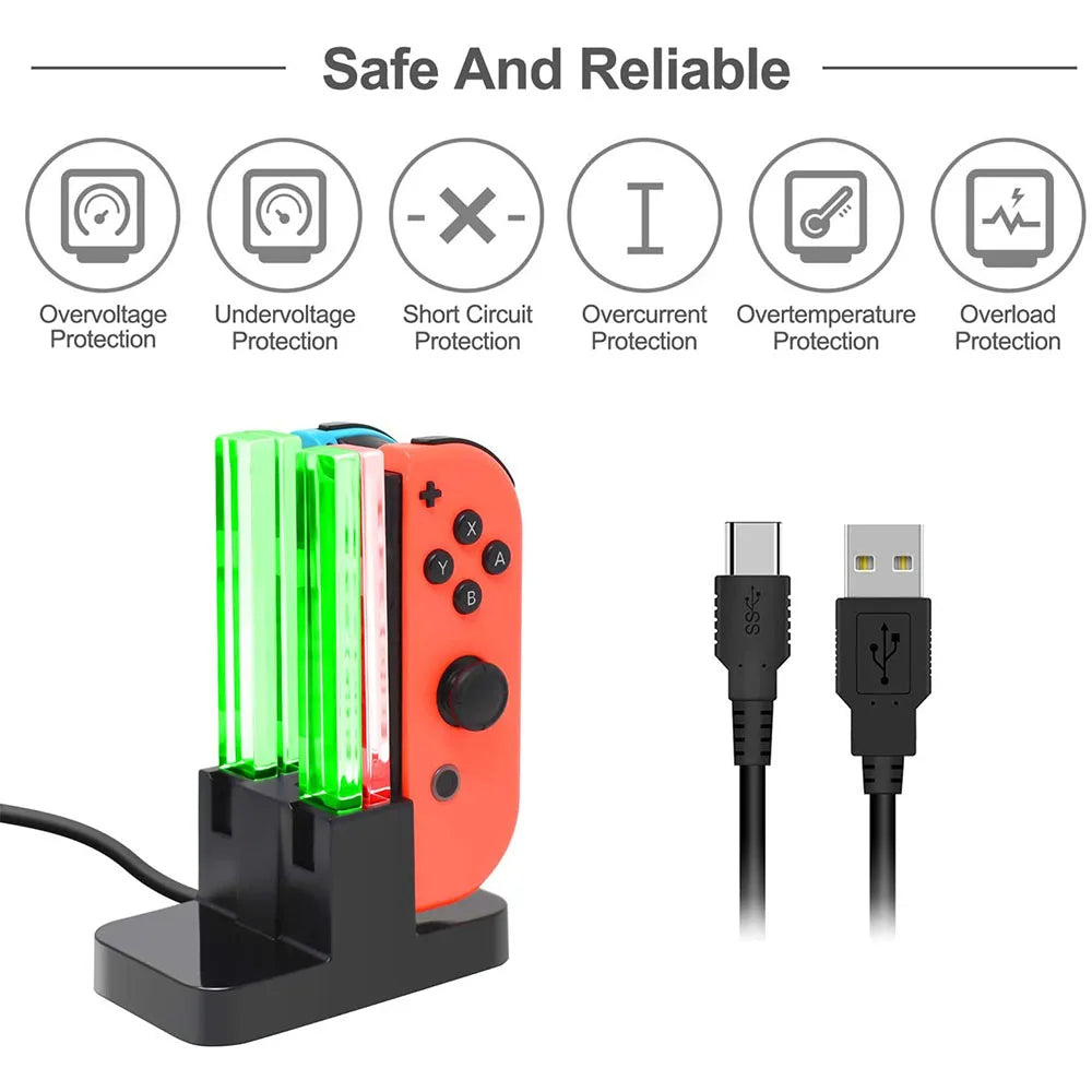 4-in-1 Nintendo Switch Controller Charging Dock with LED Indicator