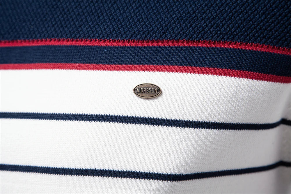 Striped Cotton O-Neck Pullover Sweater