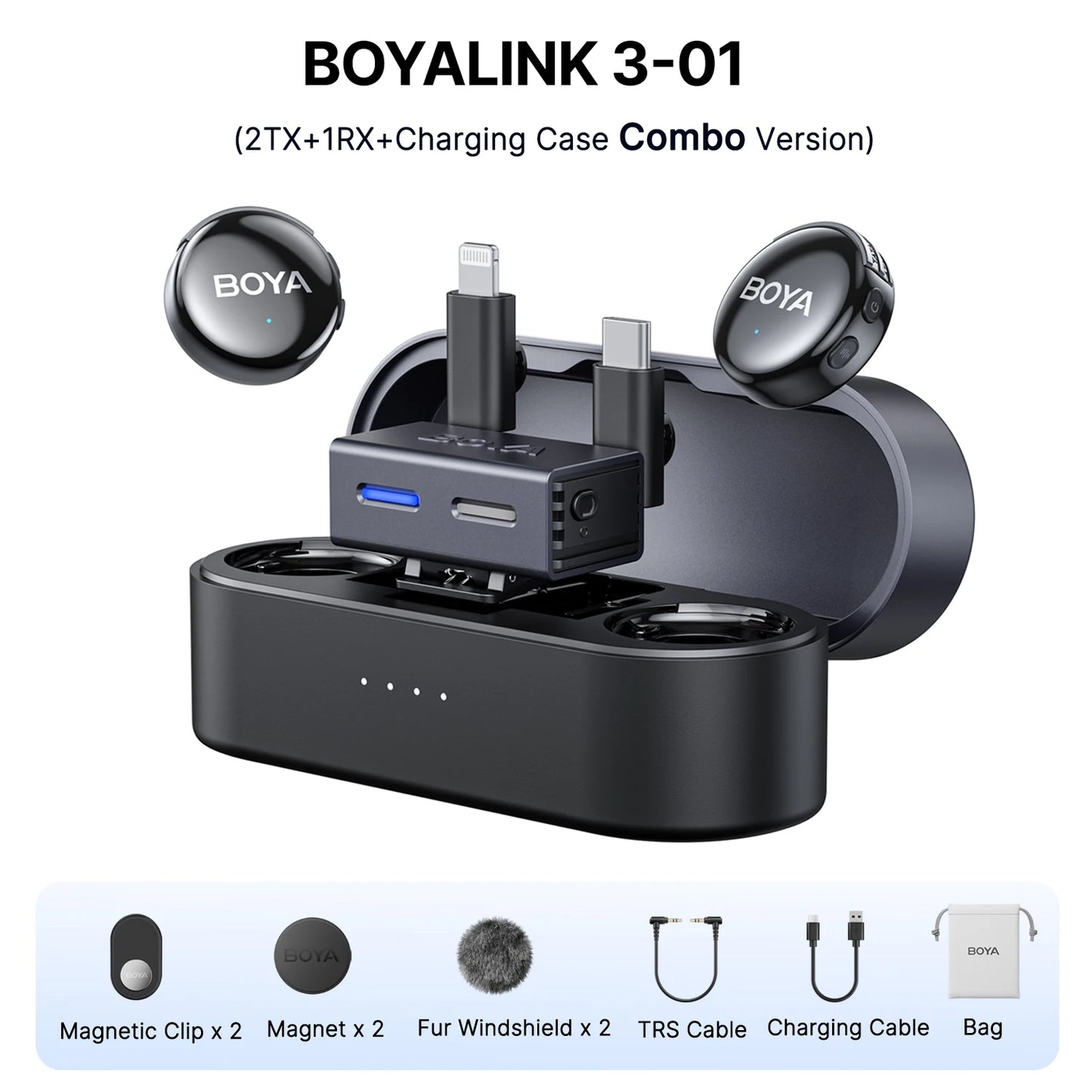 BOYA BOYALINK 3 Mini Wireless Lavalier Mic – Pro Audio for iPhone, Android & Camera