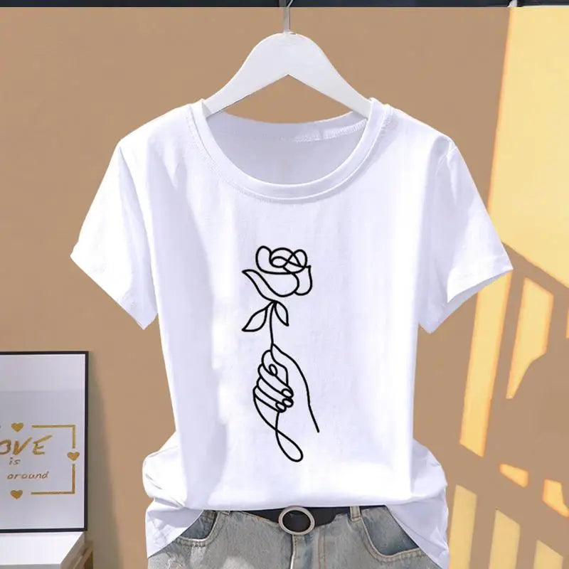 Floral Print Oversized Short-Sleeve T-Shirt for Women