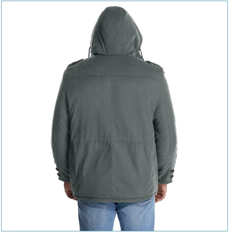 Thickened Multi-Pocket Mid-Length Casual Coat