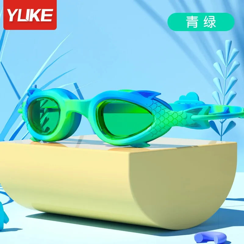 Kids Silicone Swimming Goggles with Cap for Boys and Girls Water Sports