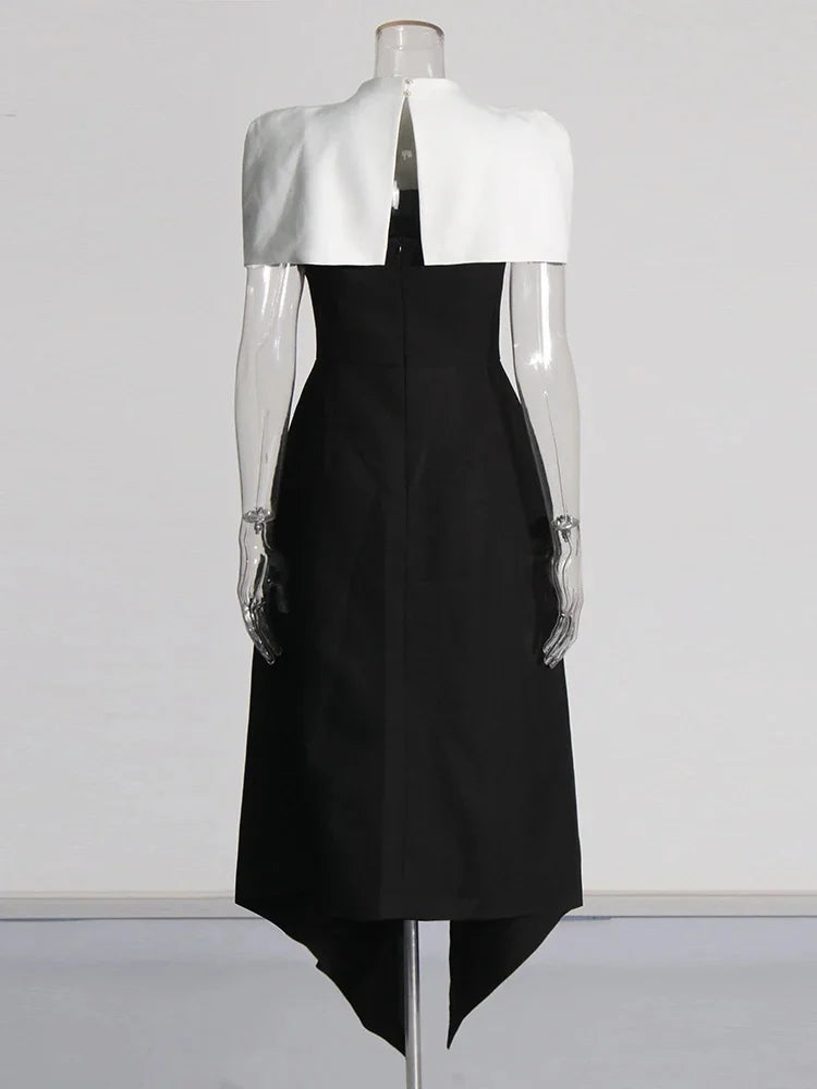 Women's Elegant Sleeveless Pleated Evening Maxi Dress – Colorblock