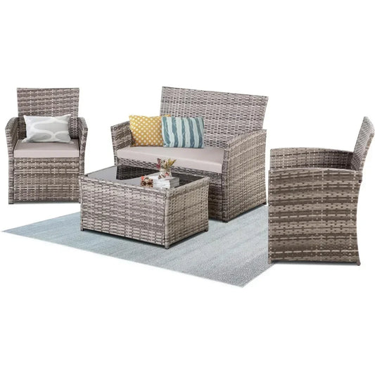 4-Piece Wicker Patio Furniture Set