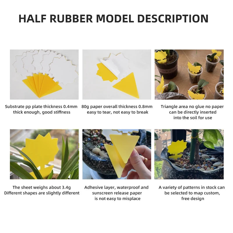 Double-Sided Yellow Sticky Insect Trap Butterfly Sunflower Shape Pest Control