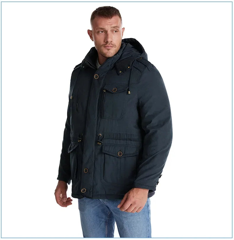 Thickened Multi-Pocket Mid-Length Casual Coat