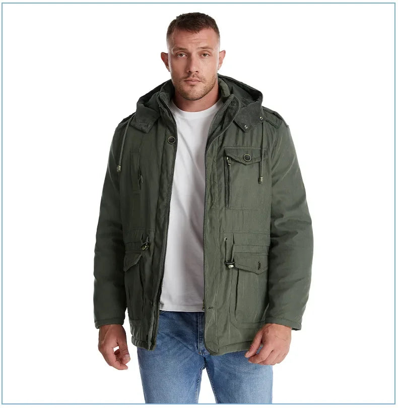 Thickened Multi-Pocket Mid-Length Casual Coat