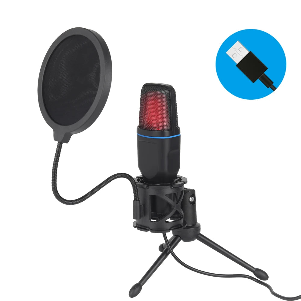 USB RGB Condenser Microphone – Pro Gaming & Studio Mic for PC & Laptop