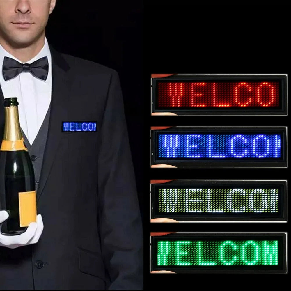 Bluetooth LED Name Badge – Programmable Scrolling Message Display