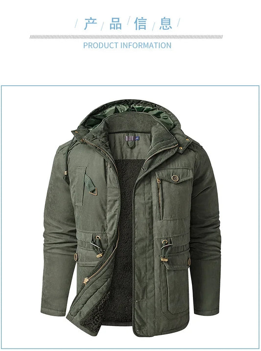 Thickened Multi-Pocket Mid-Length Casual Coat