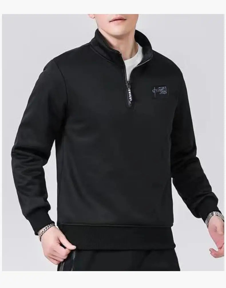 Winter Sweatshirt Men Long Sleeves Fleece Lined Warm Sweatshirt