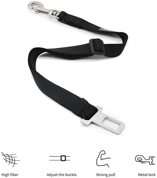 Adjustable Pet Car Seat Belt for Dogs and Cats – Safety Harness Clip