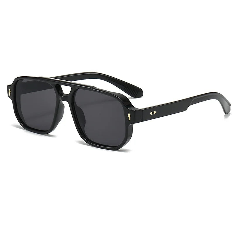 Retro Double Bridge Square Sunglasses for Men and Women