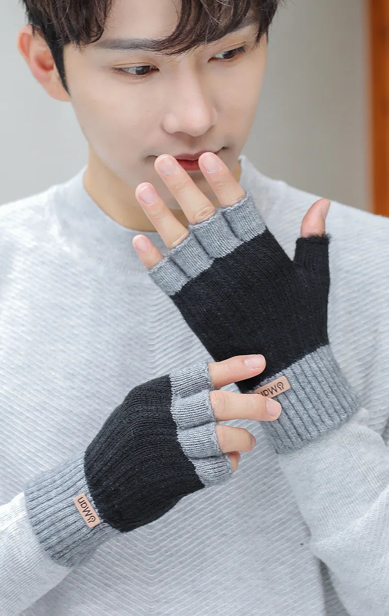 Men’s Winter Fingerless Knitted Gloves
