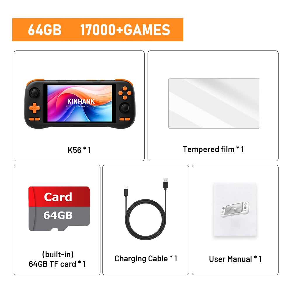 K56 5.5" Touchscreen Handheld Retro Game Console – 50+ Emulators & 27,000+ Games
