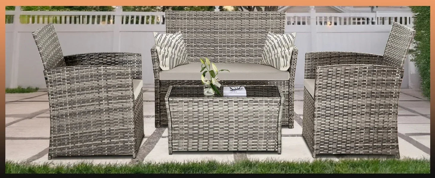 4-Piece Wicker Patio Furniture Set