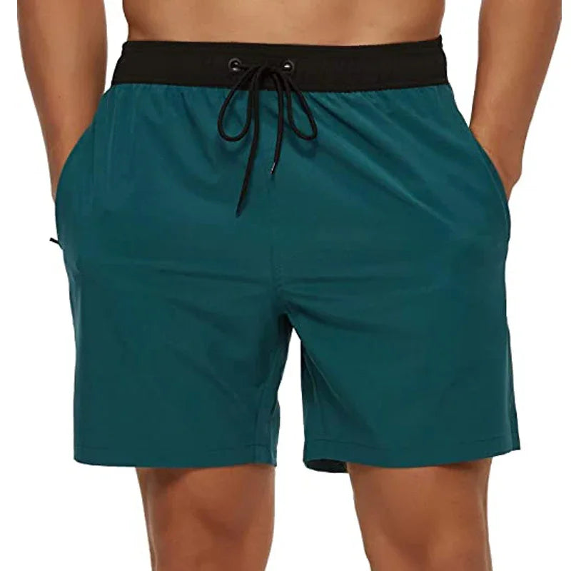 Men’s Quick Dry Swim Trunks with Zipper Pockets and Mesh Lining