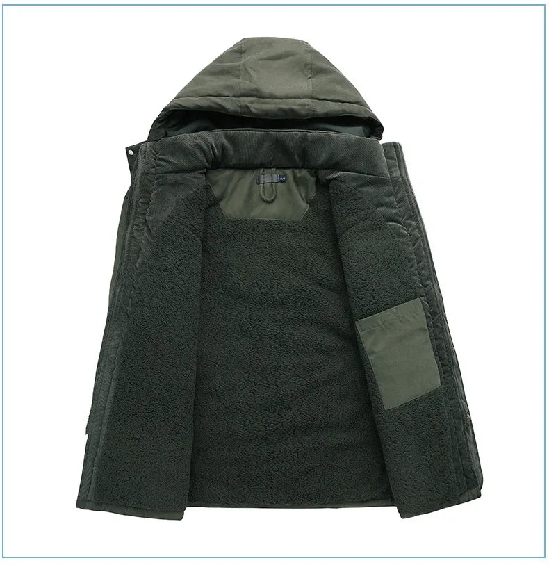 Thickened Multi-Pocket Mid-Length Casual Coat