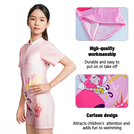 Cute Cartoon Girls One-Piece Swimsuit for Toddlers Breathable Swimwear