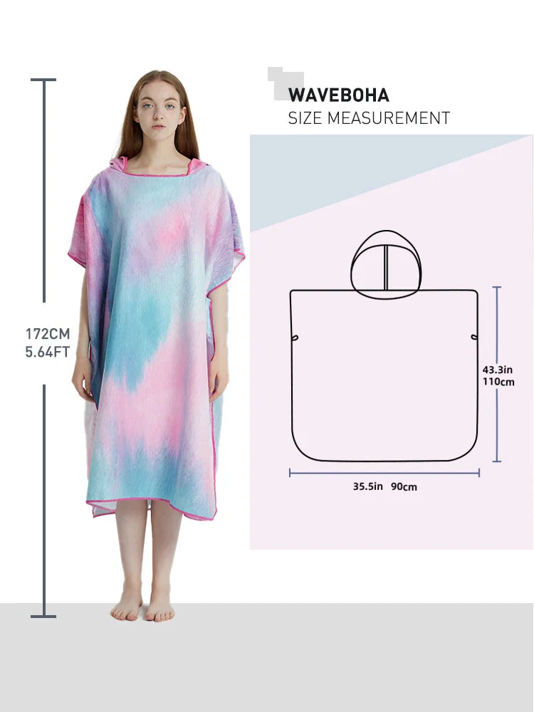 Quick-Dry Surf Poncho Towel Hoodie for Adults Microfiber Beach Changing Robe