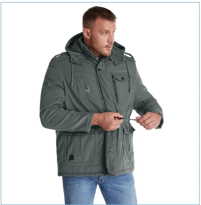 Thickened Multi-Pocket Mid-Length Casual Coat