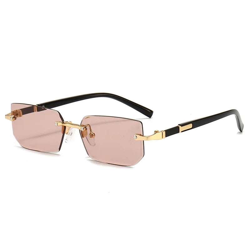 Rimless Square Sunglasses for Men and Women UV400 Summer Travel Shades