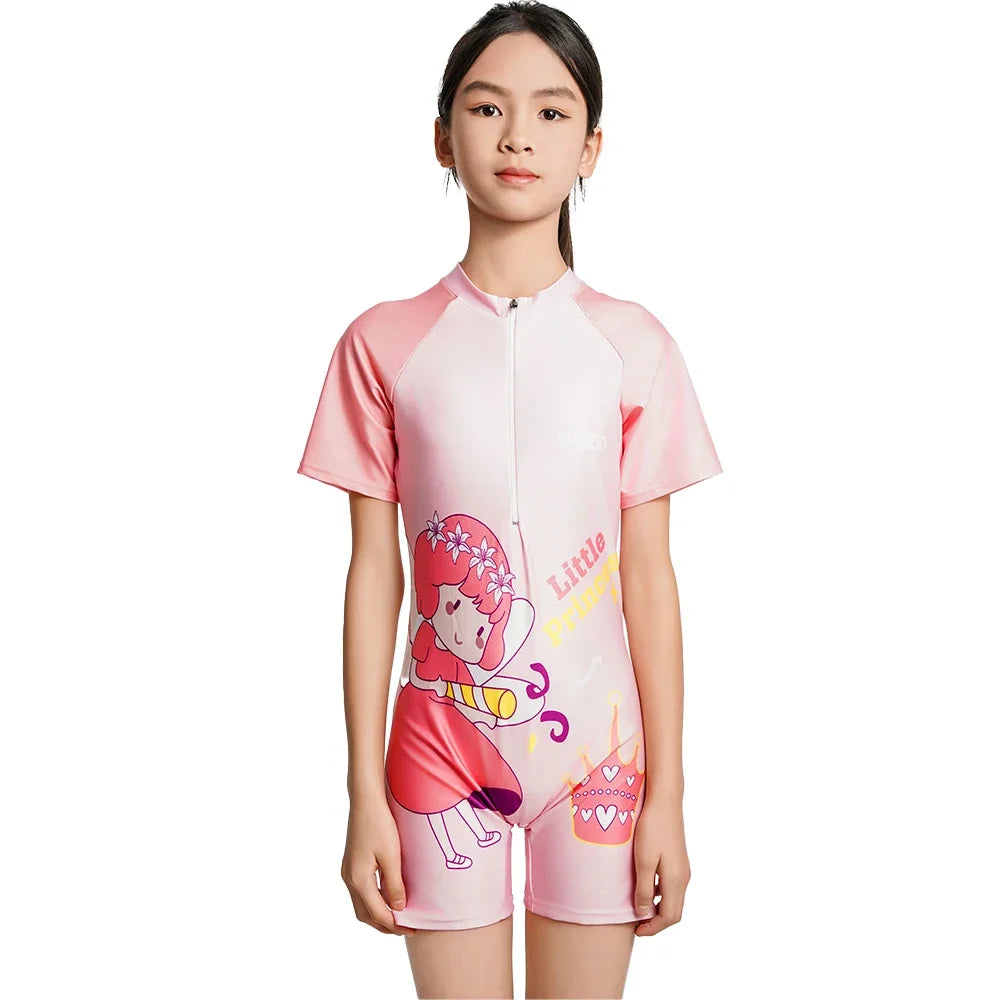 Cute Cartoon Girls One-Piece Swimsuit for Toddlers Breathable Swimwear