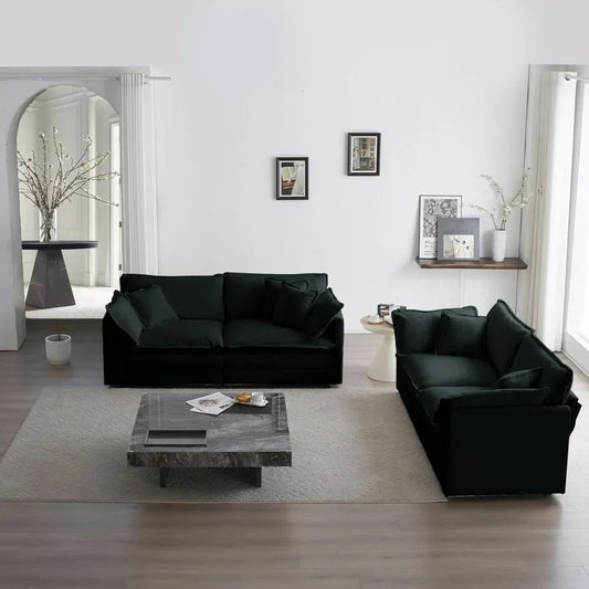2 Piece Loveseat Sofa Set - Modern Chenille Cloud Couches