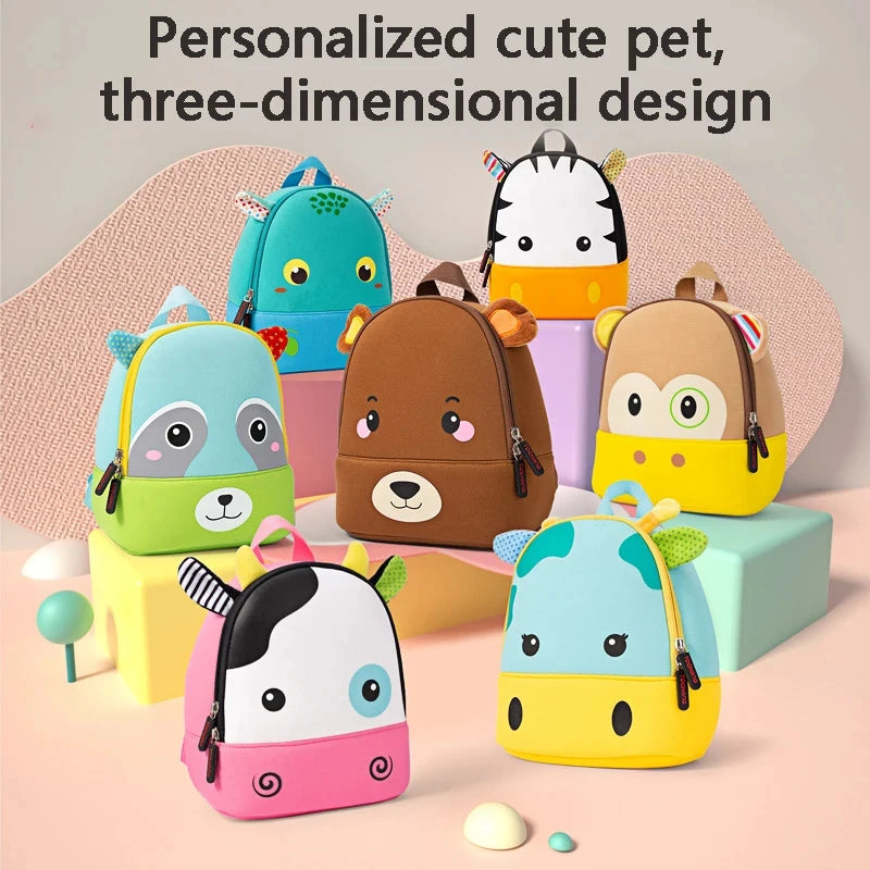 3D Animal Kids School Backpack – Mini Kindergarten Book Bag for Boys & Girls