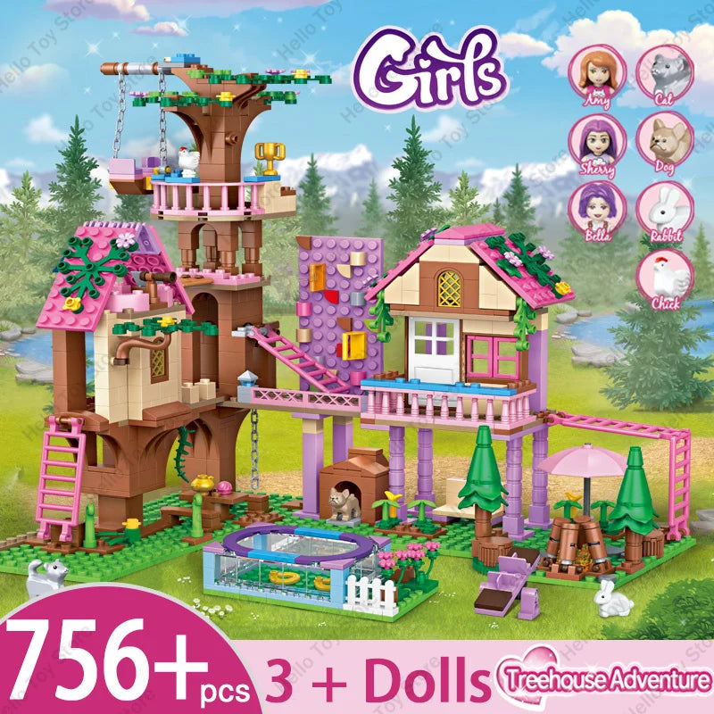 Girls Friendship Tree House Villa Castle Building Blocks