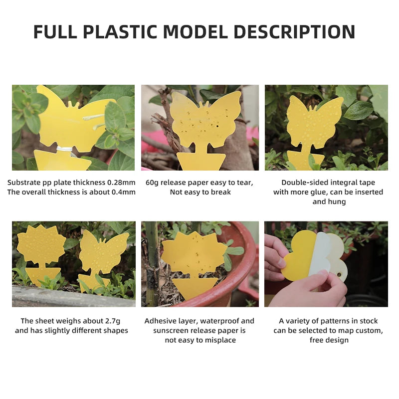 Double-Sided Yellow Sticky Insect Trap Butterfly Sunflower Shape Pest Control