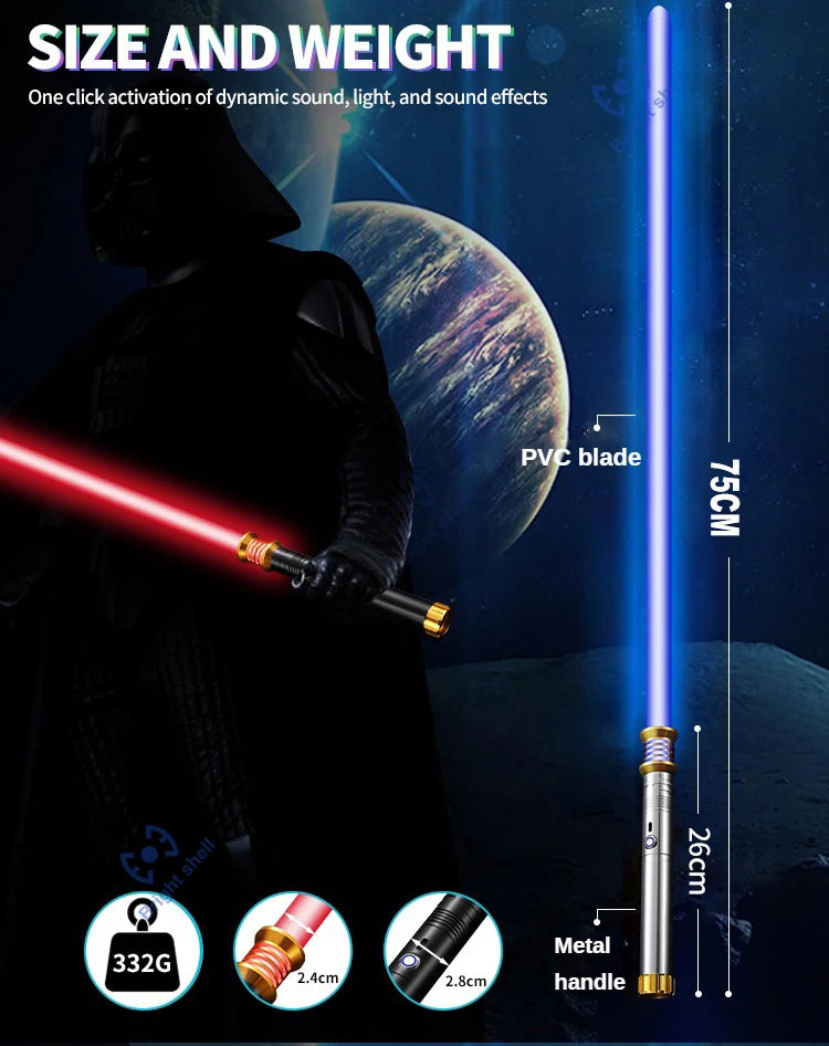 RGB Metal Lightsaber Laser Sword – 15 Color Change with Sound Effects